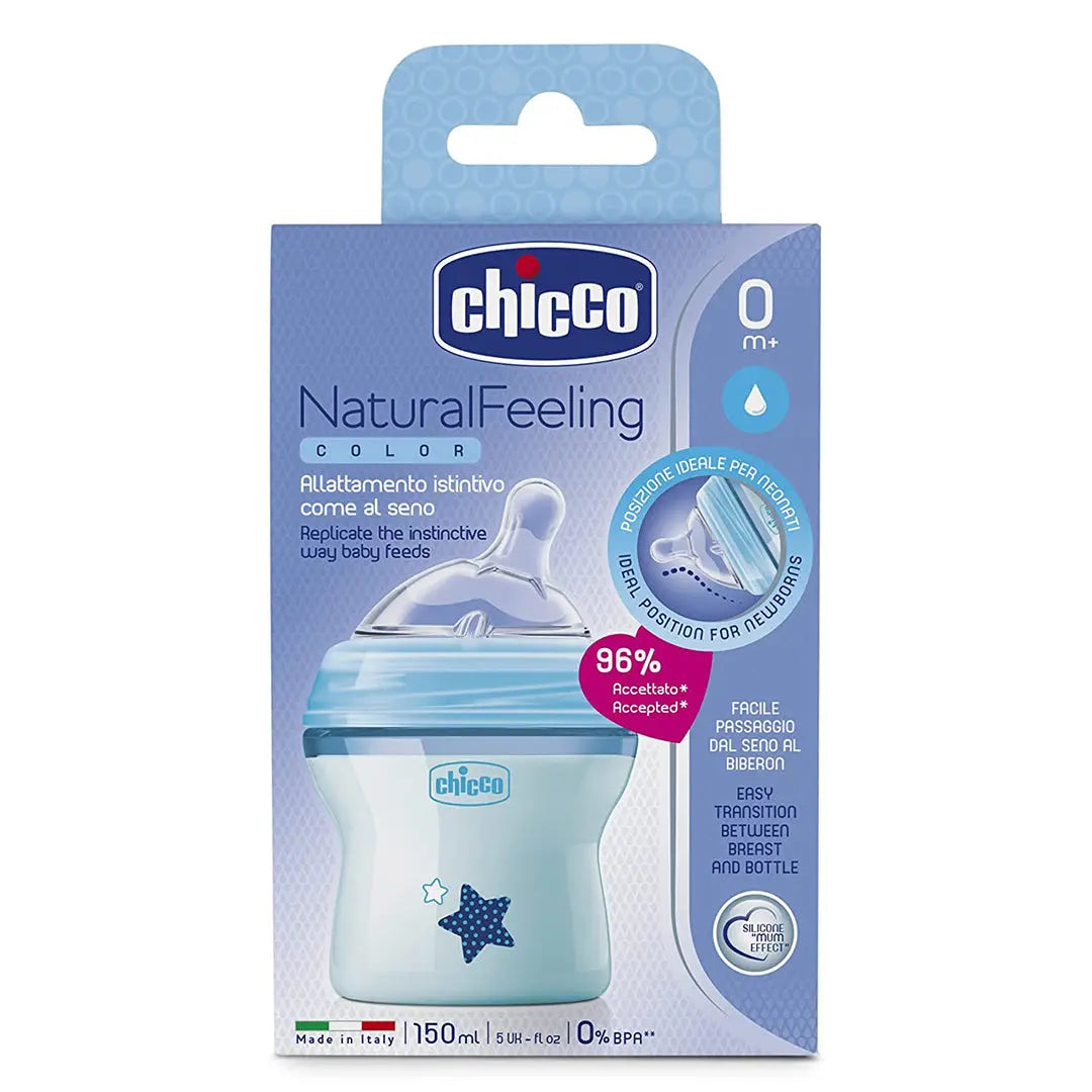 Chicco Natural Feeling Feeding 150ML Bottle Blue Yallamomz