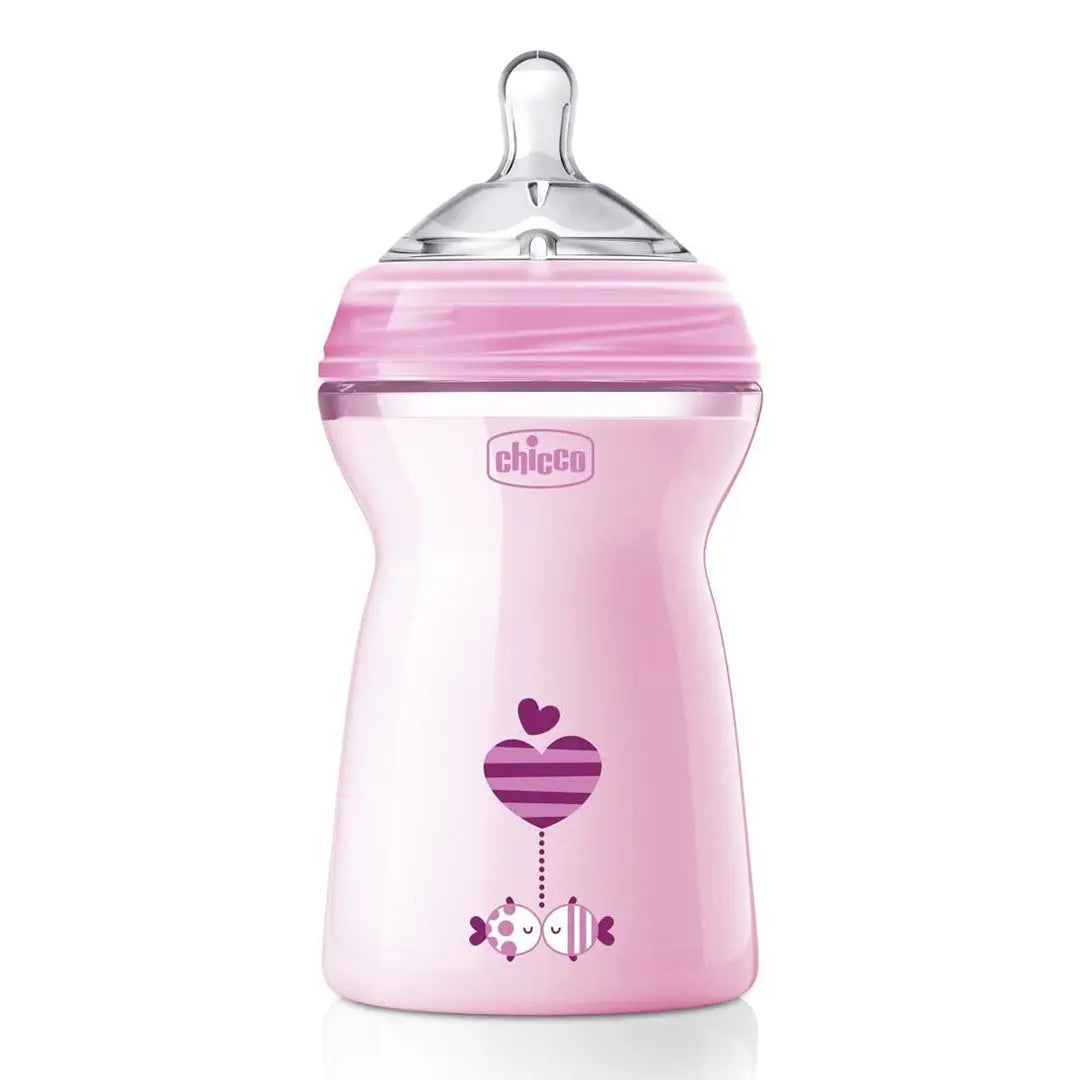 Chicco Natural Feeling Feeding Bottle 6months+ 330ML Pink Chicco Yallatoys