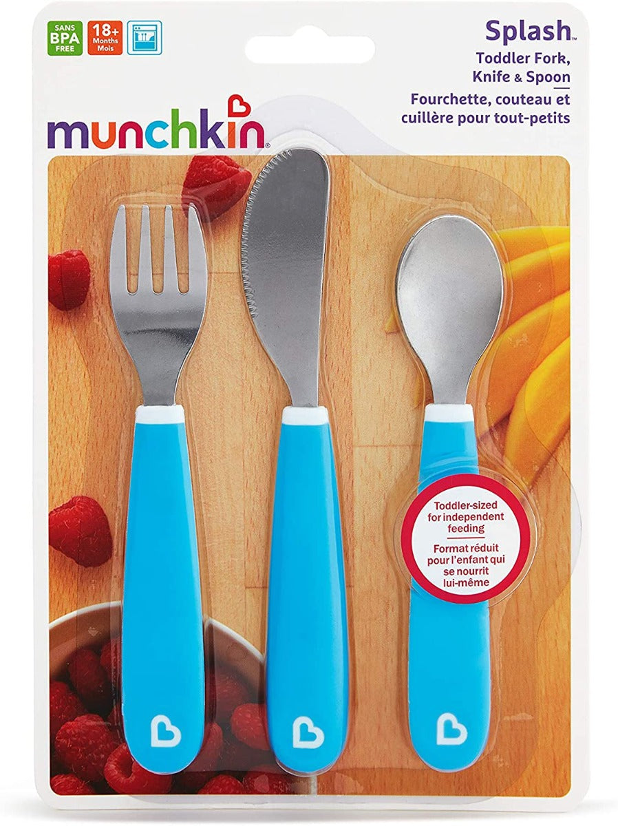 Munchkin Splash Fork Knife Spoon 3Pk Blue Munchkin Yallatoys