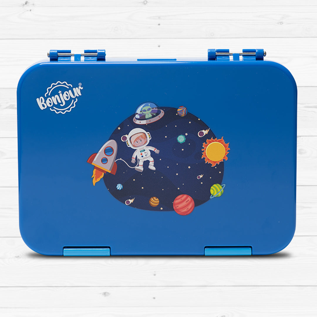 Buy Bonjour Snax Box Bento Mini Lunch Box 6/4 Compartments Blue Spaceman | Yallatoys.com