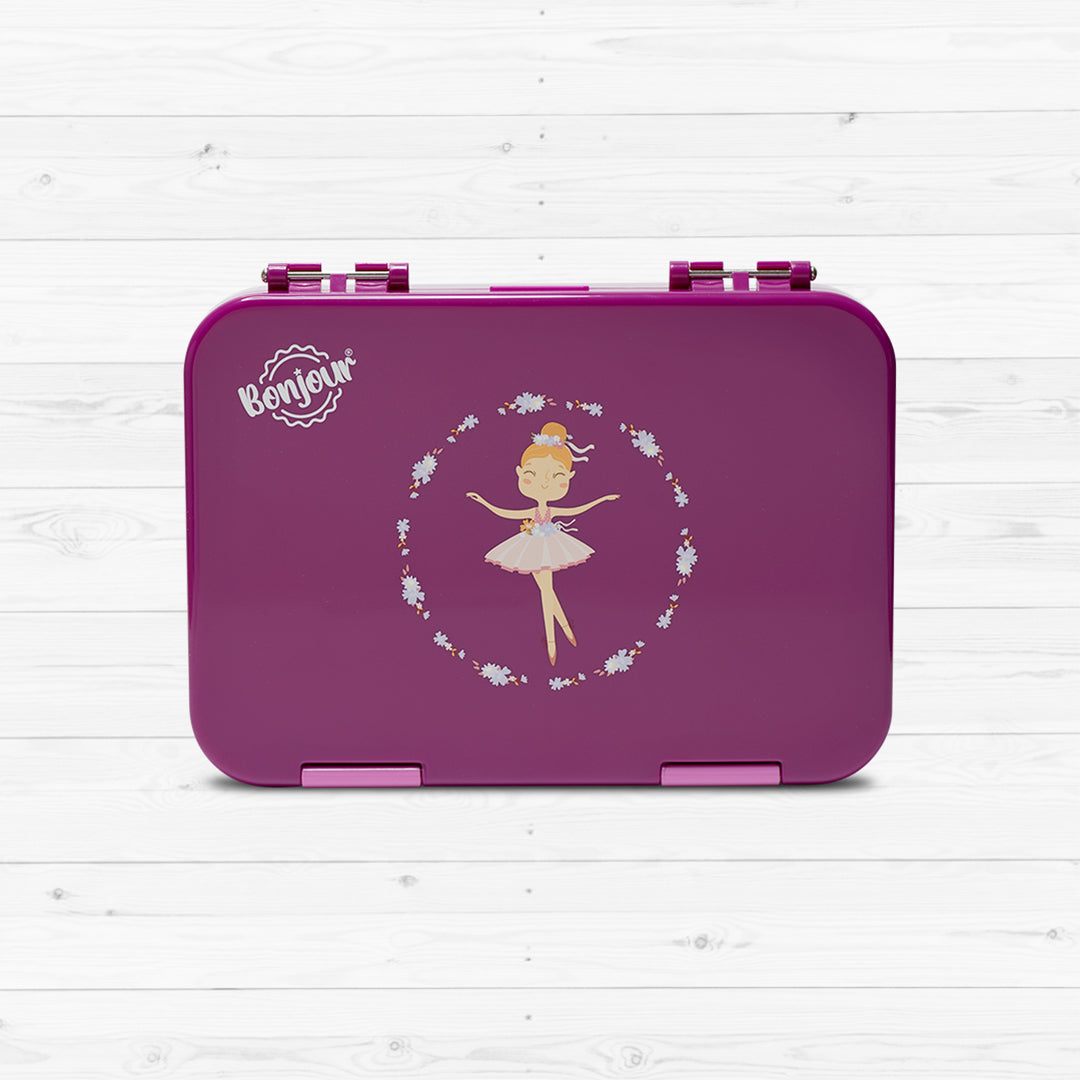 Buy Bonjour Snax Box Bento Mini Lunch Box 6/4 Compartments Pink Ballerina | Yallatoys.com