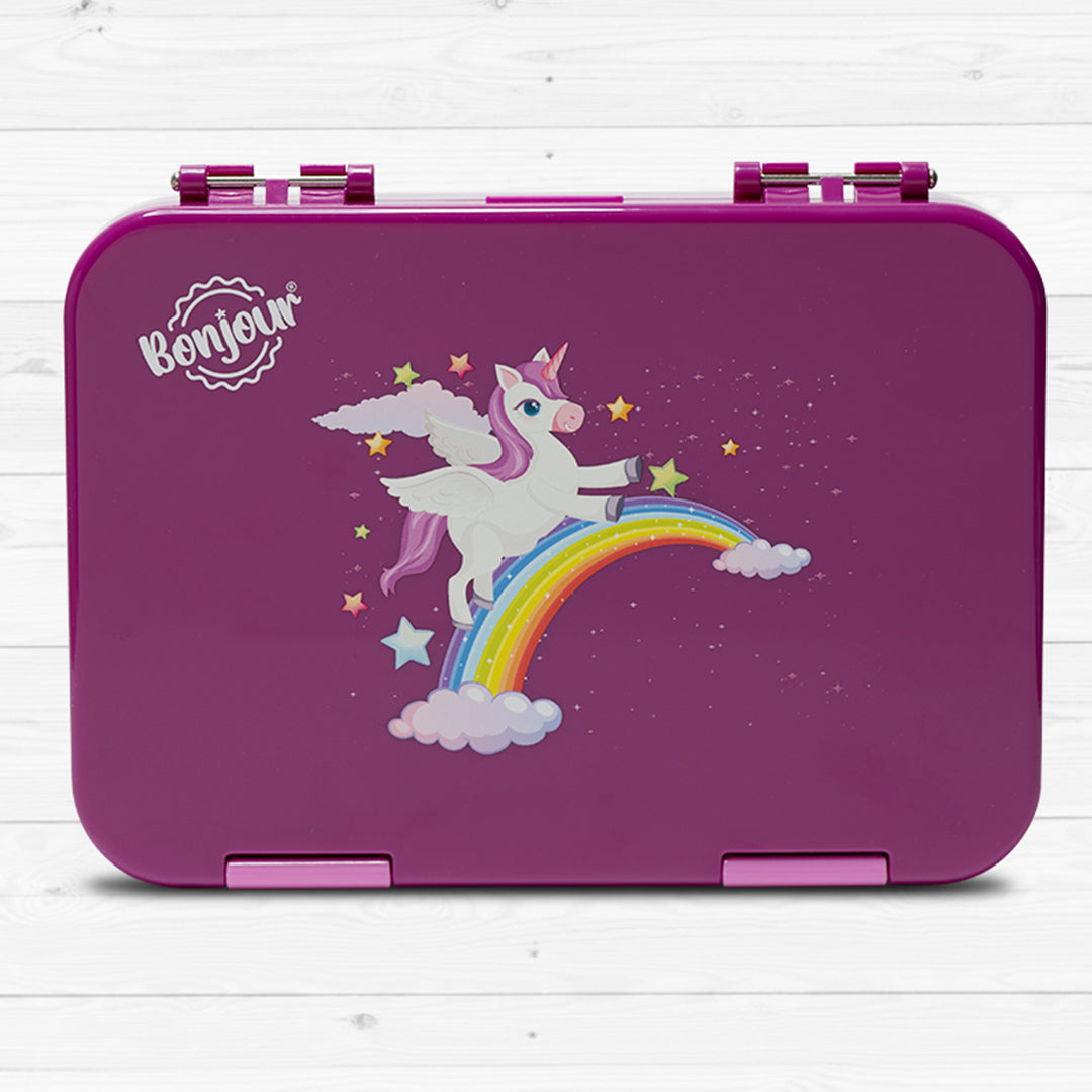 Buy Bonjour Snax Box Bento Mini Lunch Box 6/4 Compartments Pink Unicorn | Yallatoys.com