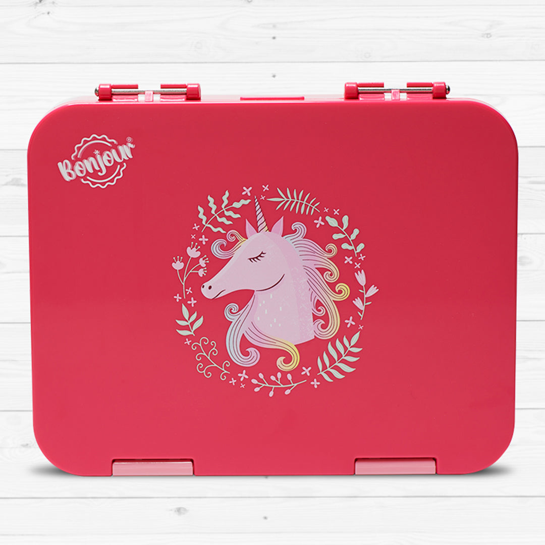 Buy Bonjour Tiff Box Bento Lunch Box 6/4 Compartments Pink Unicorn | Yallatoys.com