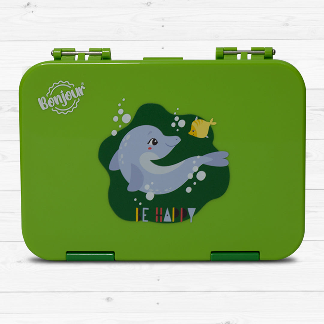 Buy Bonjour Snax Box Bento Mini Lunch Box 6/4 Compartments Green Dolphin | Yallatoys.com