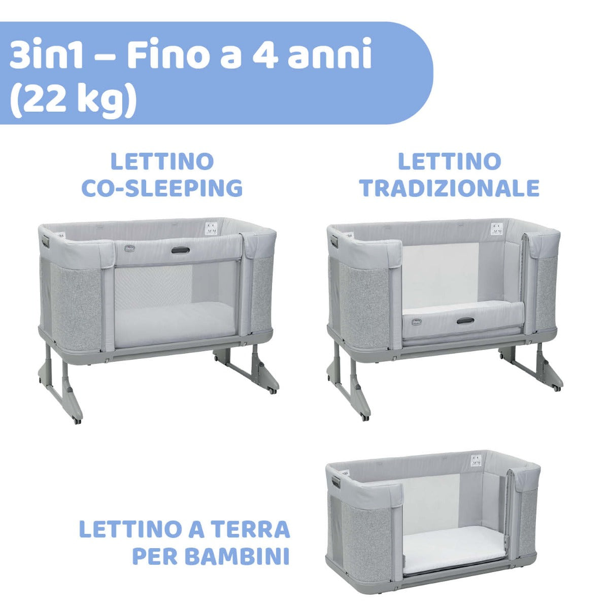 Chicco Next2Me Forever Cosleeping Cot - Cool Grey Chicco Yallatoys