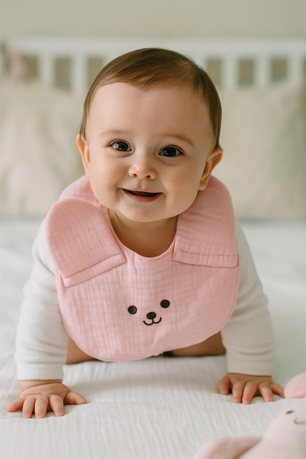 Kinder Valley Pink Bunny Button Bib Kinder Valley Yallatoys