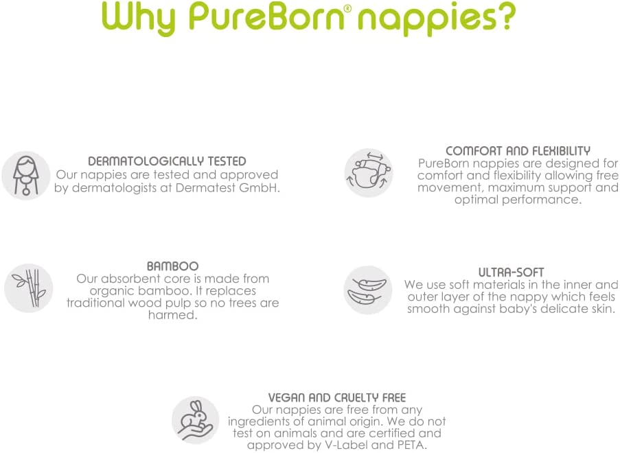 Pure Born Organic Bamboo DiapersÂ  New Born 34'S Pure Born Yallatoys