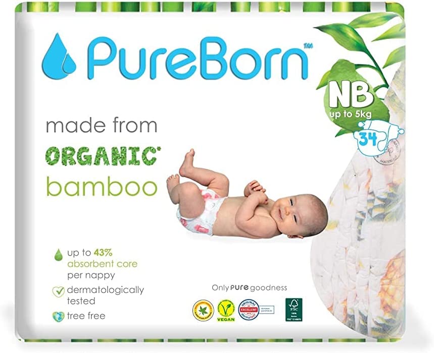Pure Born Organic Bamboo DiapersÂ  New Born 34'S Pure Born Yallatoys