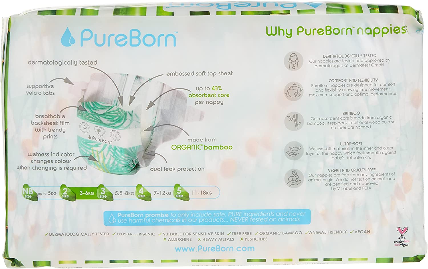 Pure Born Organic BambooÂ  Diapers No.2  32'S Pure Born Yallatoys