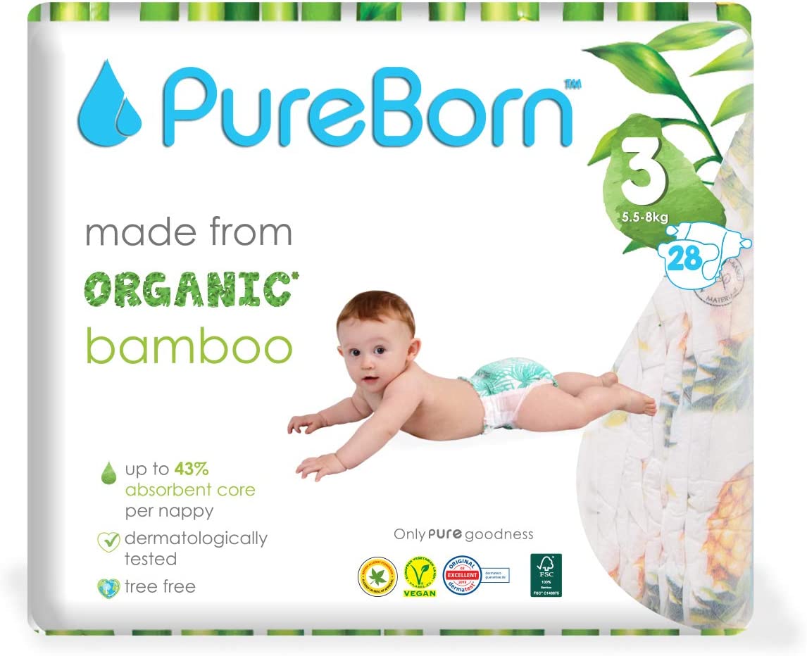 Pure Born Organic Bamboo Diapers No.3  28'S Pure Born Yallatoys