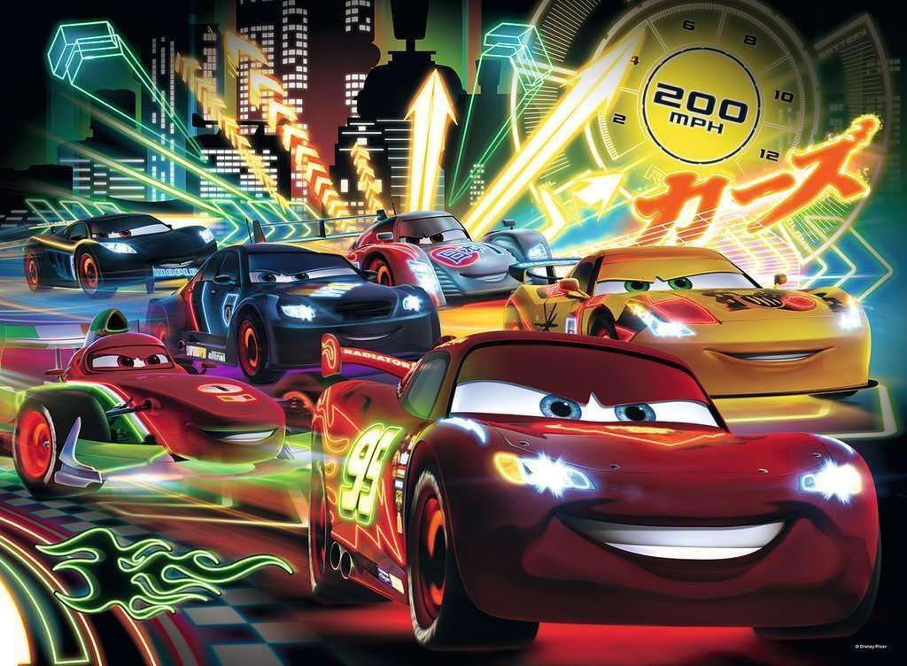 100 Piece Cars Neon Jigsaw