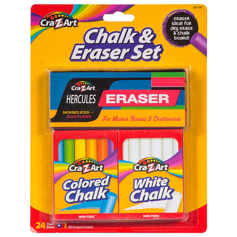 Buy Cra Z art Chalk & Eraser Set 24ct Chalk Sticks & 1ct Eraser | Yallatoys.com