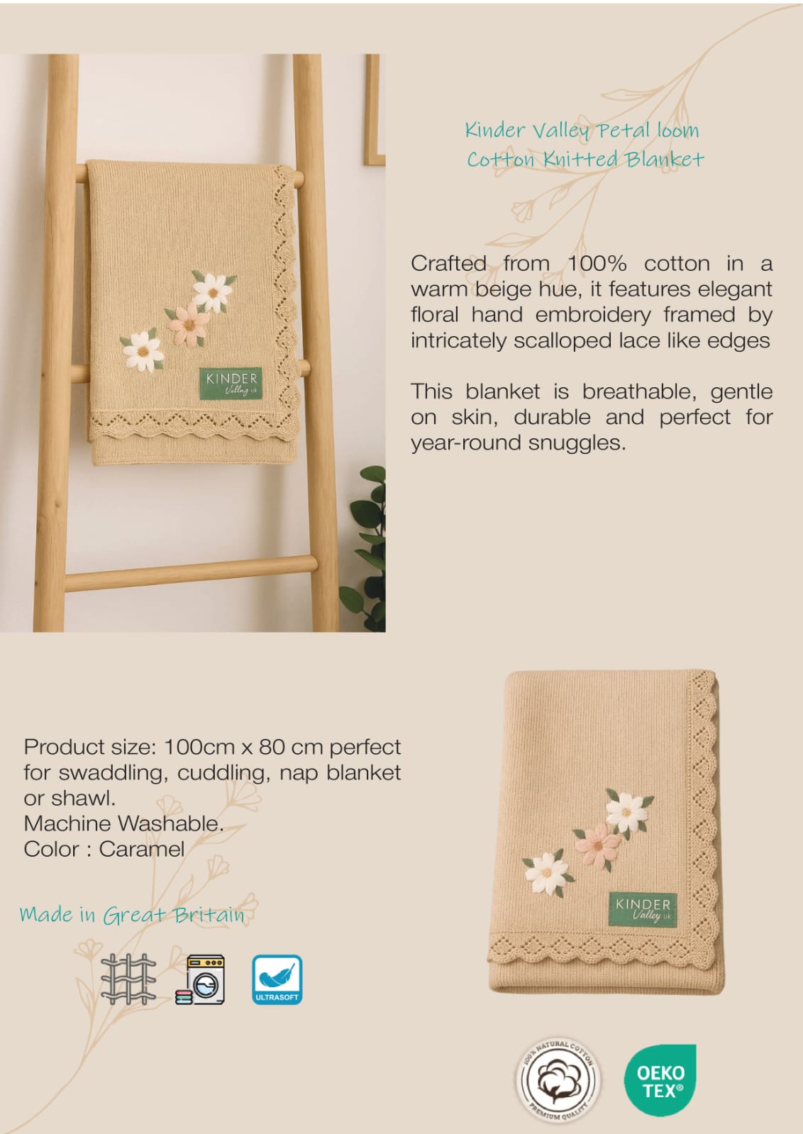 Kinder Valley PetalLoom Cotton Knitted Blanket Kinder Valley Yallatoys