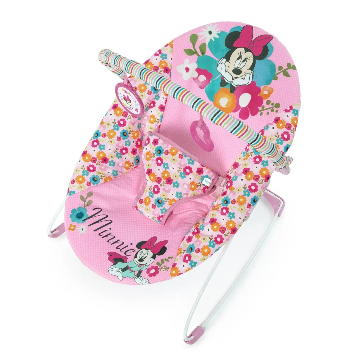 Bright Starts Minnie Mouse Perfect In Pink Vibrating Bouncer Yallamomz