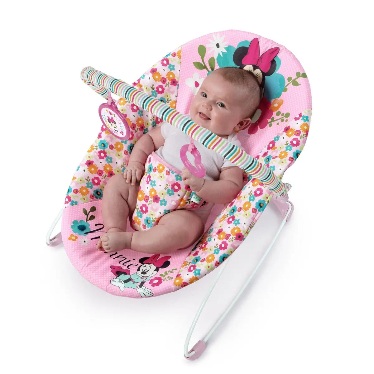 Bright Starts Minnie Mouse Perfect In Pink Vibrating Bouncer Yallamomz