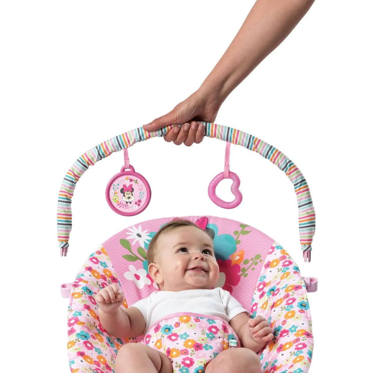 Bright Starts Minnie Mouse Perfect In Pink Vibrating Bouncer Yallamomz
