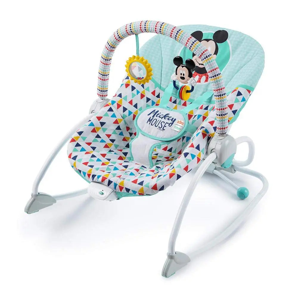 Bright Starts Mickey Mouse Happy Triangles Infant To Toddler Rocker Yallamomz Yallatoys