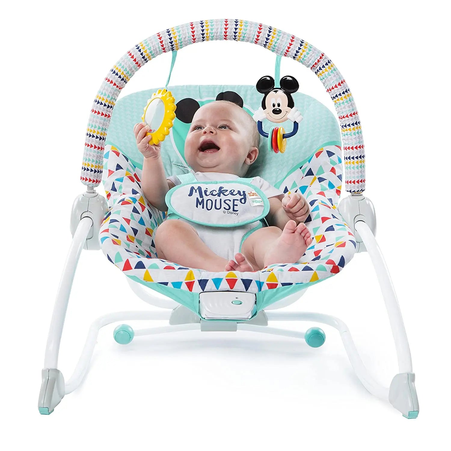 Bright Starts Mickey Mouse Happy Triangles Infant To Toddler Rocker Yallamomz Yallatoys