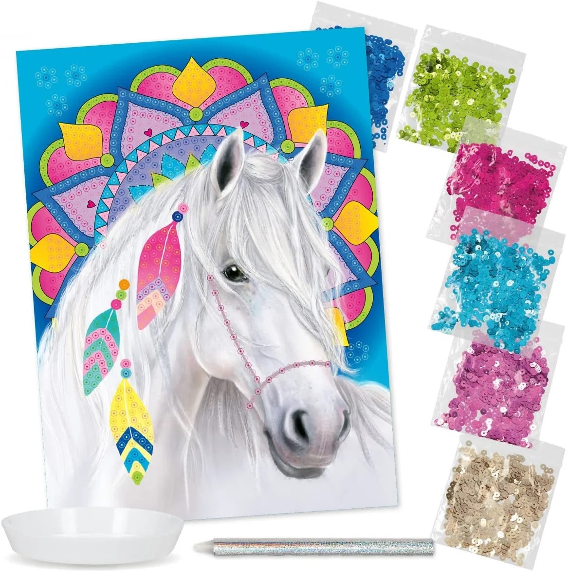 Buy Top Model Miss Melody Create Your Diamond Picture Template with Horse Mandala Background for Crafting | Yallatoys.com