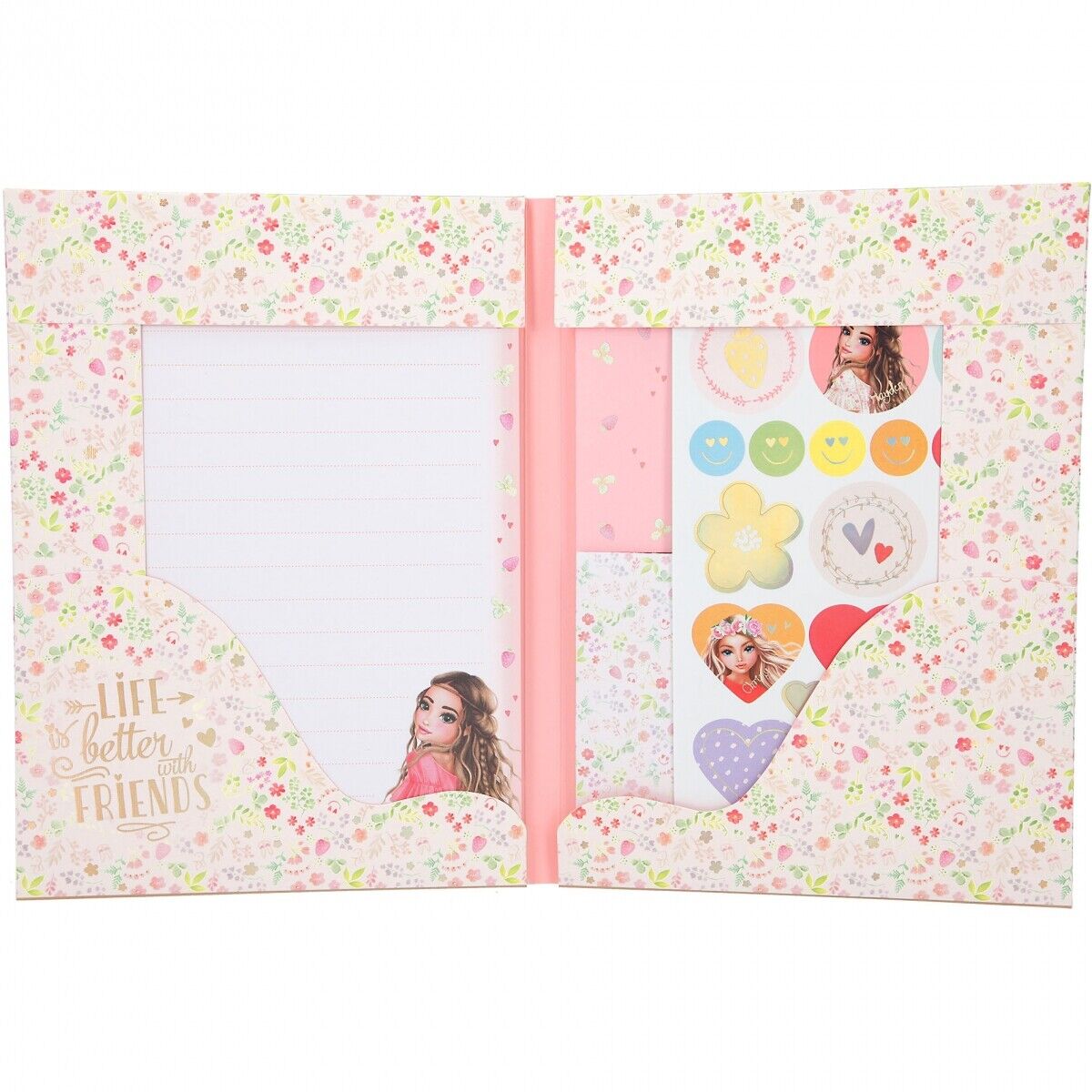 Buy Top Model Flower Berry Writing Paper Set in a Folder with Model Print and Flower Pattern in Pink Green Letter Set with 24 Floral Letter Sheets | Yallatoys.com