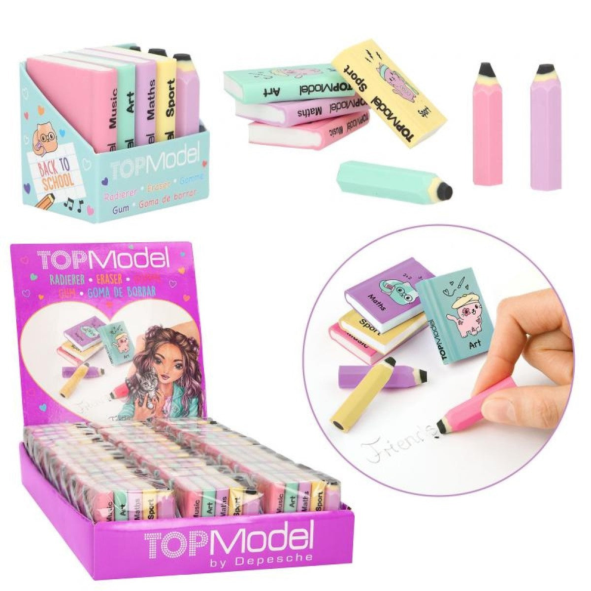 Buy Top Model Eraser Set Mini School Books & Pencils (Sold Separately Subject to Availability) | Yallatoys.com