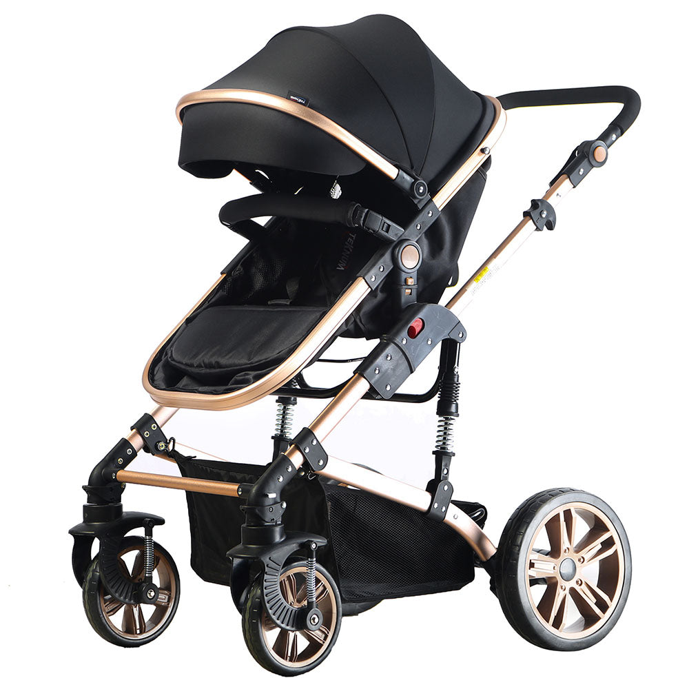 Teknum  3 In 1 Story Pram Stroller And Diaper Bag Bundle Black Teknum Yallatoys