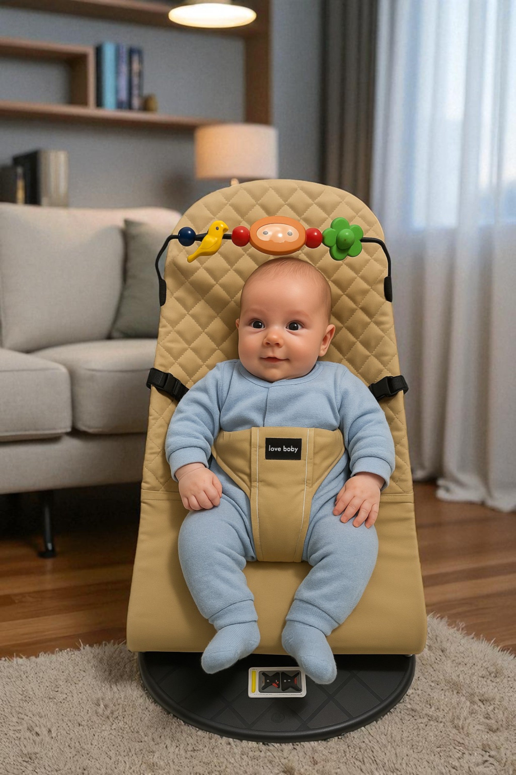 Kinder Valley Light Weight Snuggle Bouncer with Toys Beige Kinder Valley Yallatoys