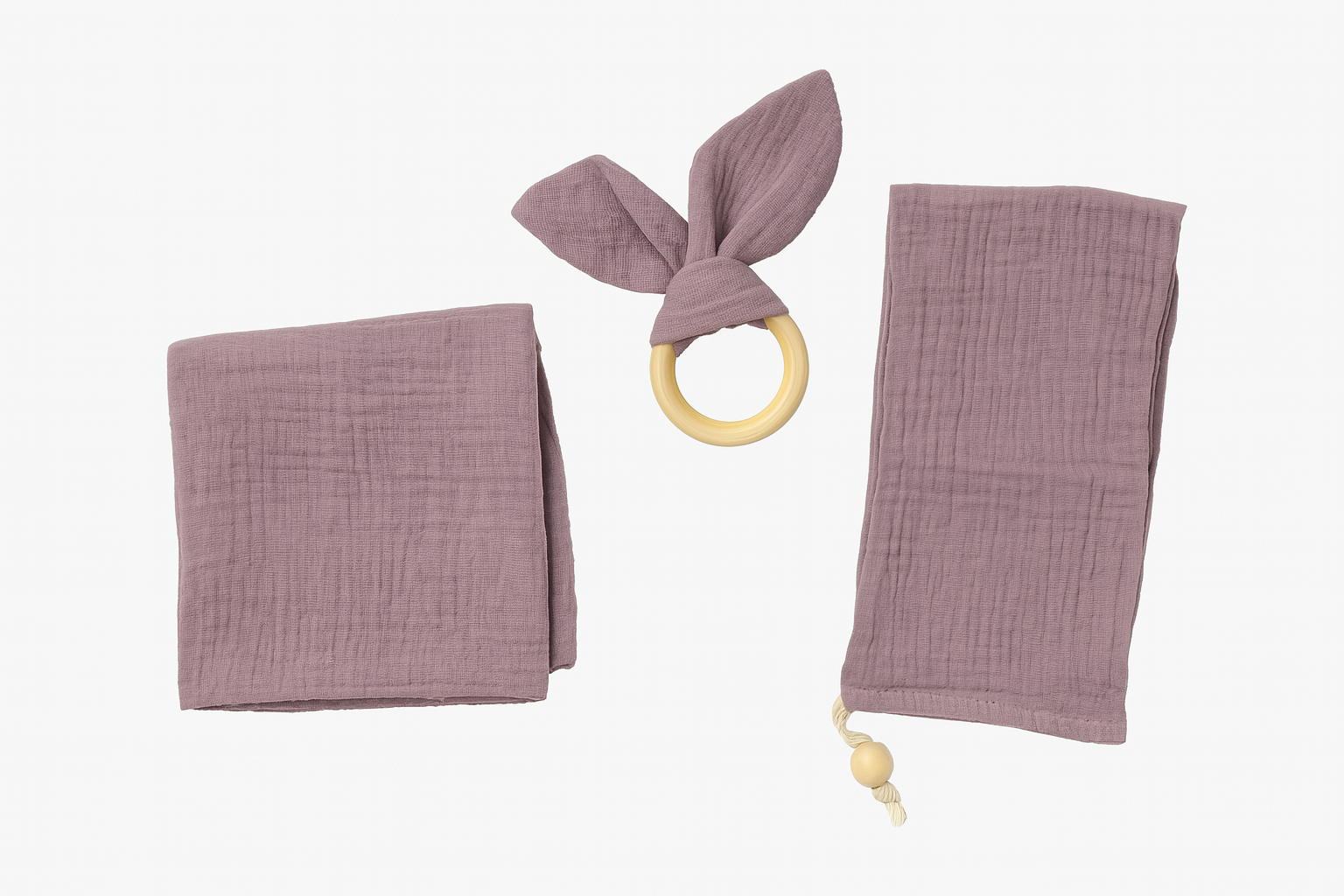 Kinder Valley Aura Breastfeeding Cover Set with Rabbit Ear Cloth Teether Mauve Kinder Valley Yallatoys