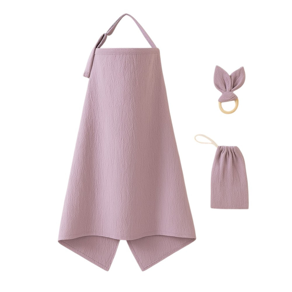 Kinder Valley Aura Breastfeeding Cover Set with Rabbit Ear Cloth Teether Mauve Kinder Valley Yallatoys