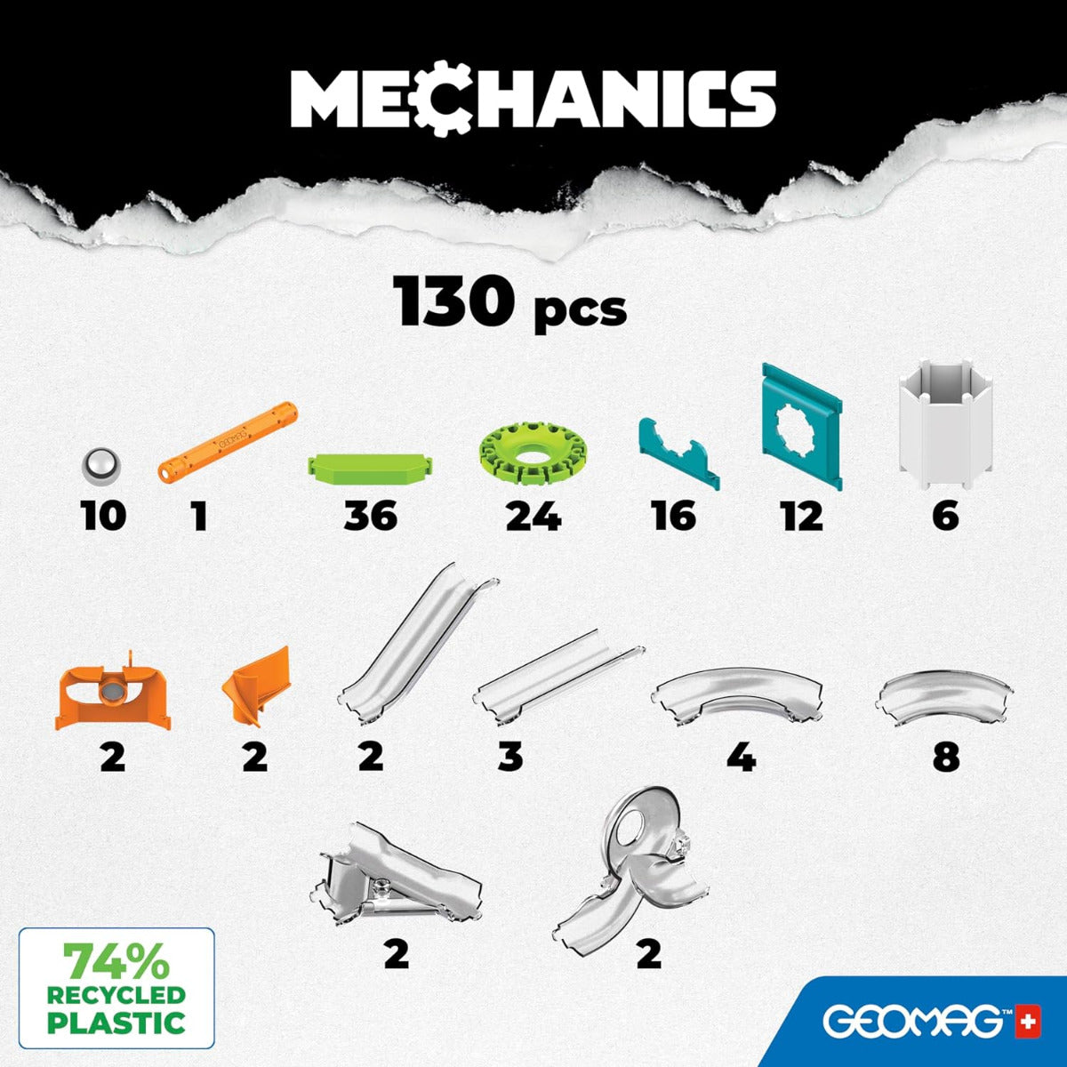 130 Piece Recycled Geomag Set