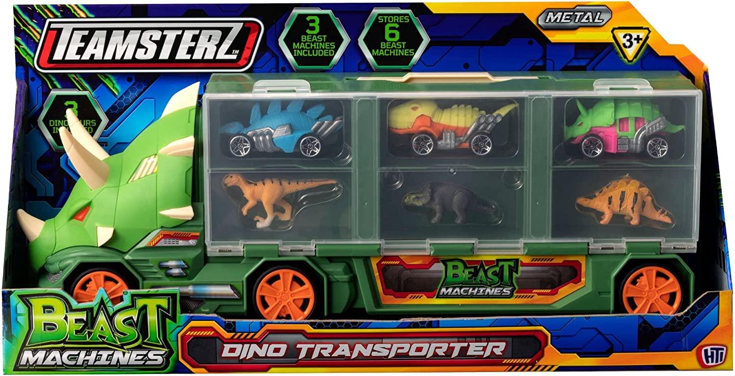Buy Teamsterz Beast Machines Triceratops Transporter Truck with Cars And Dinosaur Figures Carry Case With Storage | Yallatoys.com