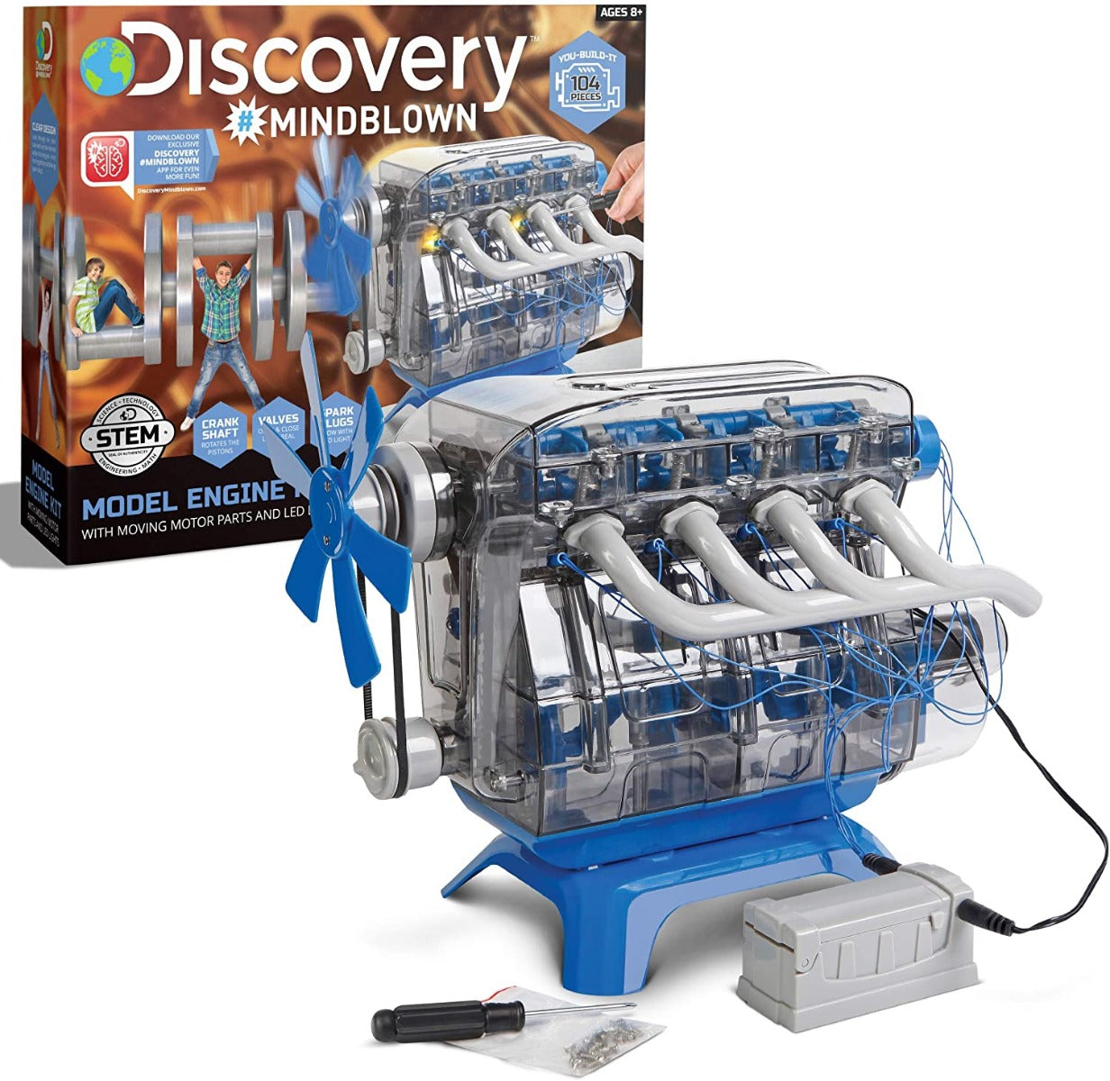 Buy Discovery Mind Blown Model Engine Kit Diy Mechanic Four Cycle Internal Combustion Assembly Construction Comes With Valves, Cylinders, Hardware | Yallatoys.com