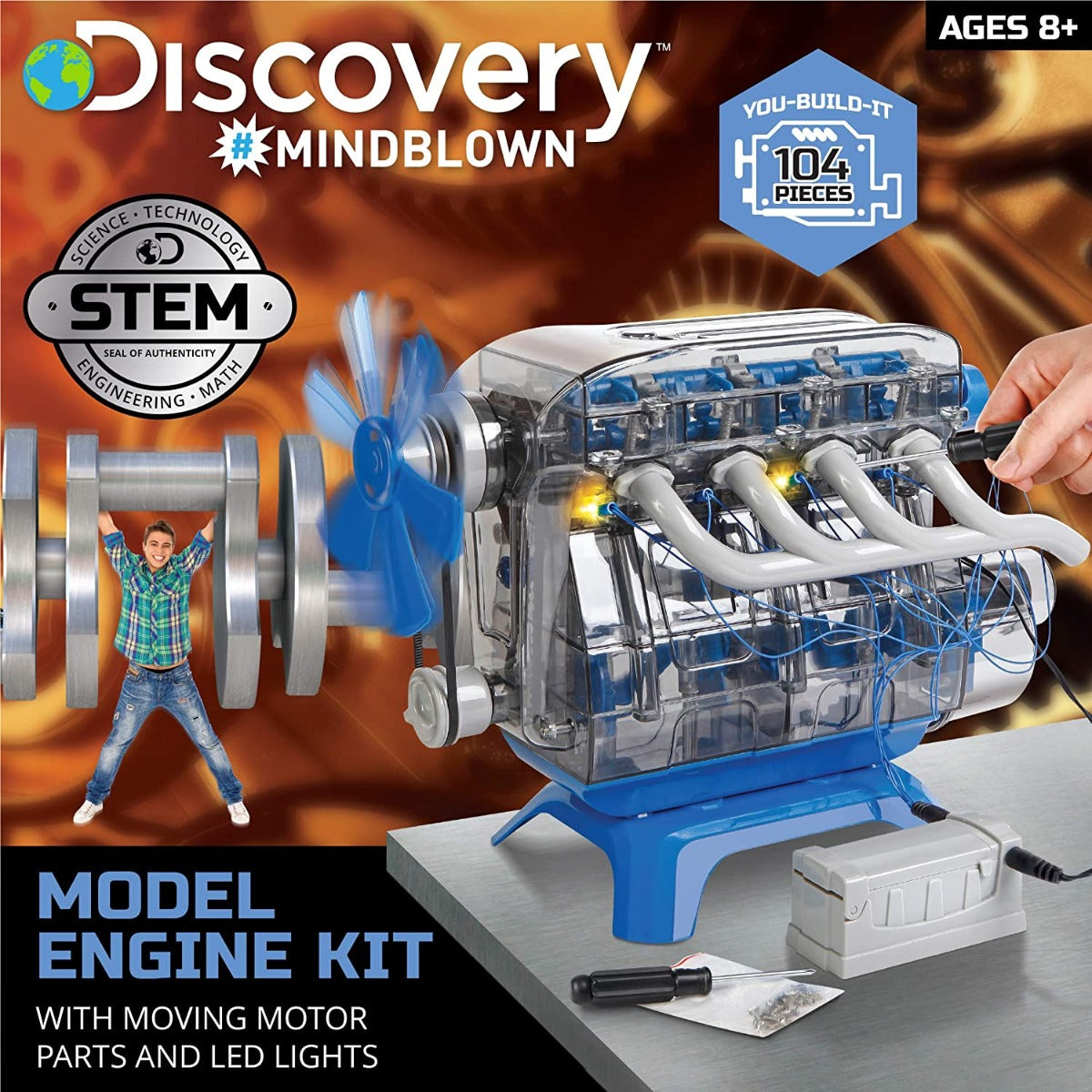 Buy Discovery Mind Blown Model Engine Kit Diy Mechanic Four Cycle Internal Combustion Assembly Construction Comes With Valves, Cylinders, Hardware | Yallatoys.com