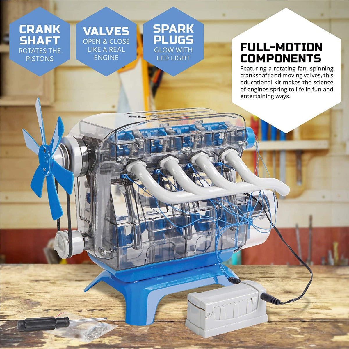 Buy Discovery Mind Blown Model Engine Kit Diy Mechanic Four Cycle Internal Combustion Assembly Construction Comes With Valves, Cylinders, Hardware | Yallatoys.com