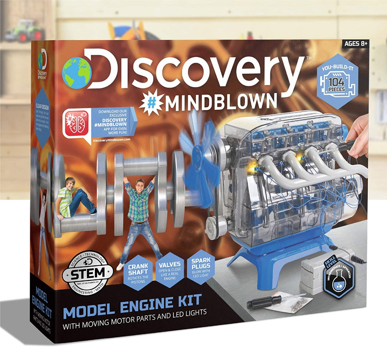 Buy Discovery Mind Blown Model Engine Kit Diy Mechanic Four Cycle Internal Combustion Assembly Construction Comes With Valves, Cylinders, Hardware | Yallatoys.com