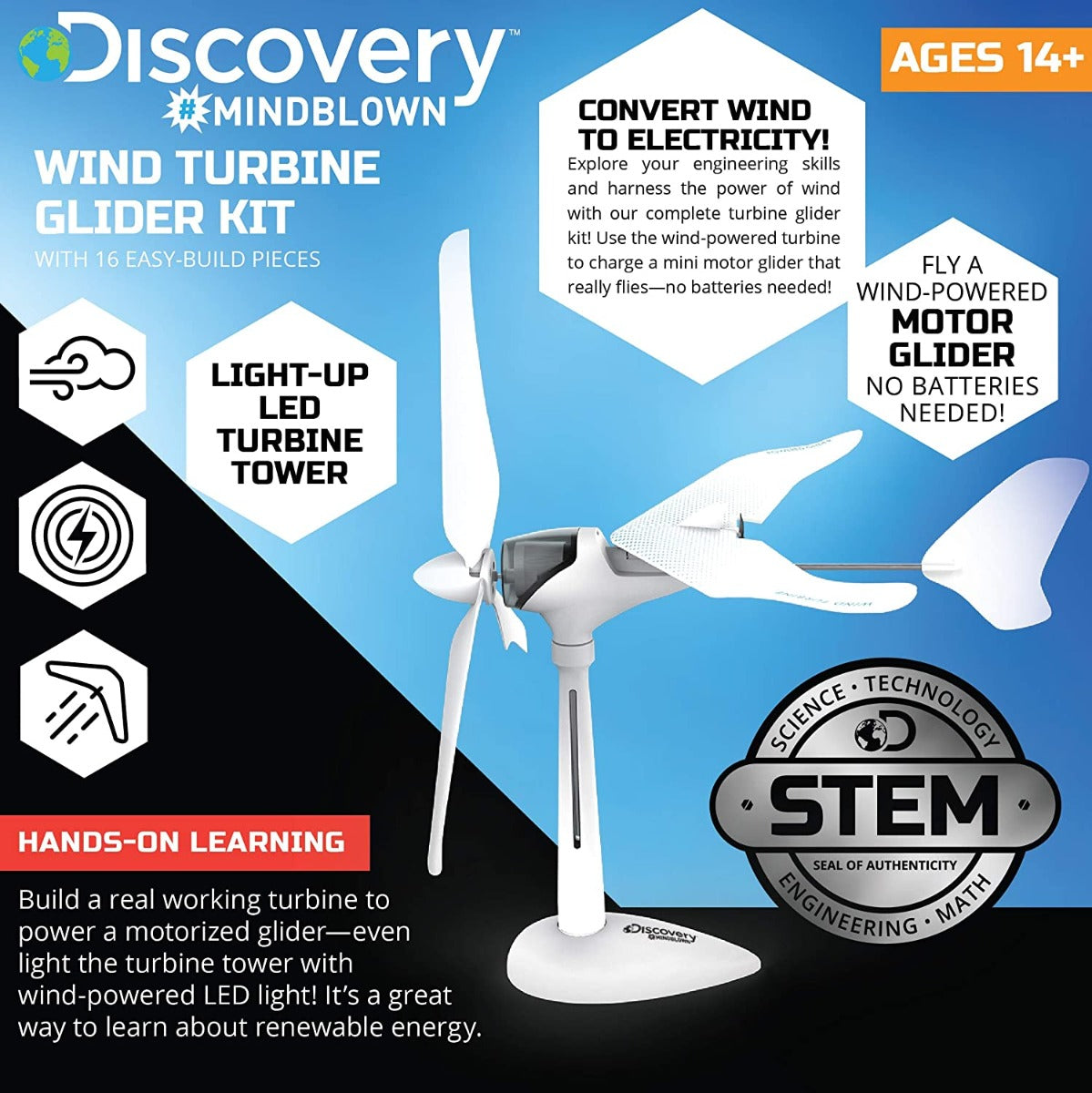 Buy Discovery Mind Blown Wind Turbine Glider Kit Steam Science Experiment For Kids | Yallatoys.com