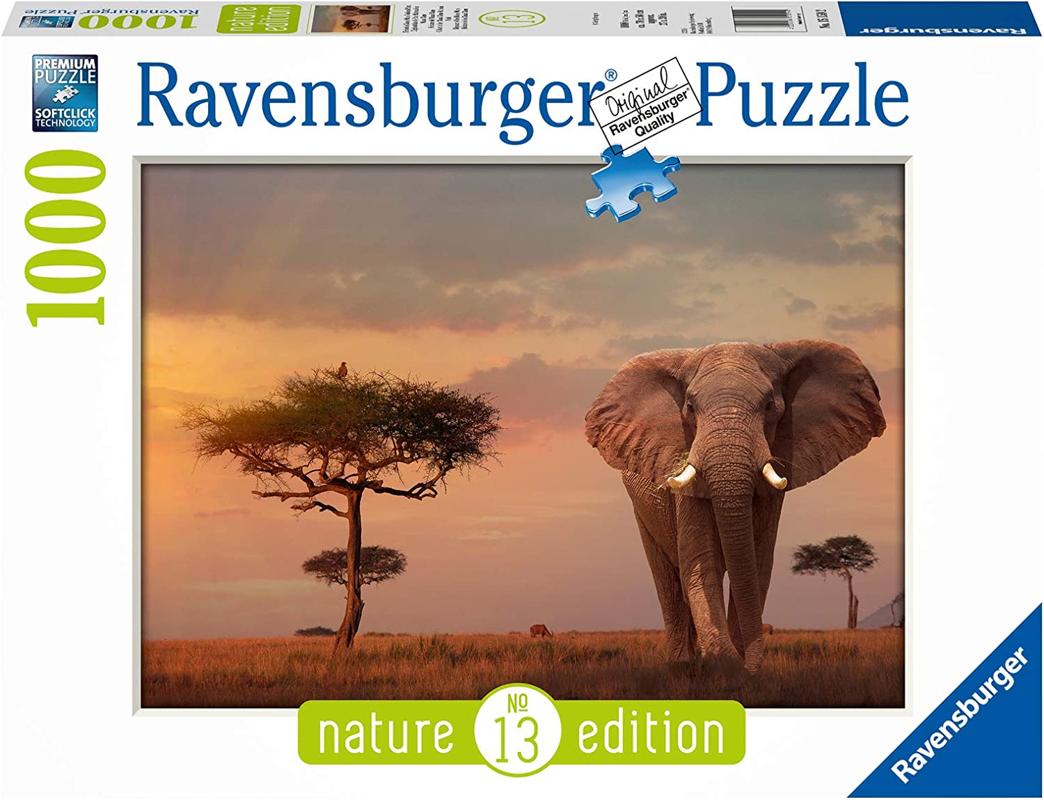 Buy Ravensburger Jigsaw Puzzle Elephant in Masai Mara National Park 1000pcs | Yallatoys.com