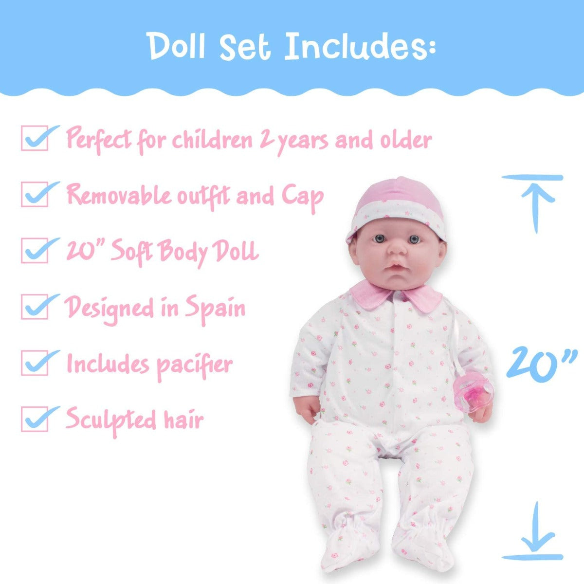 Buy Jc Toys La Baby Play Doll 20inch Soft Body Baby Doll in baby outfit Pink | Yallatoys.com