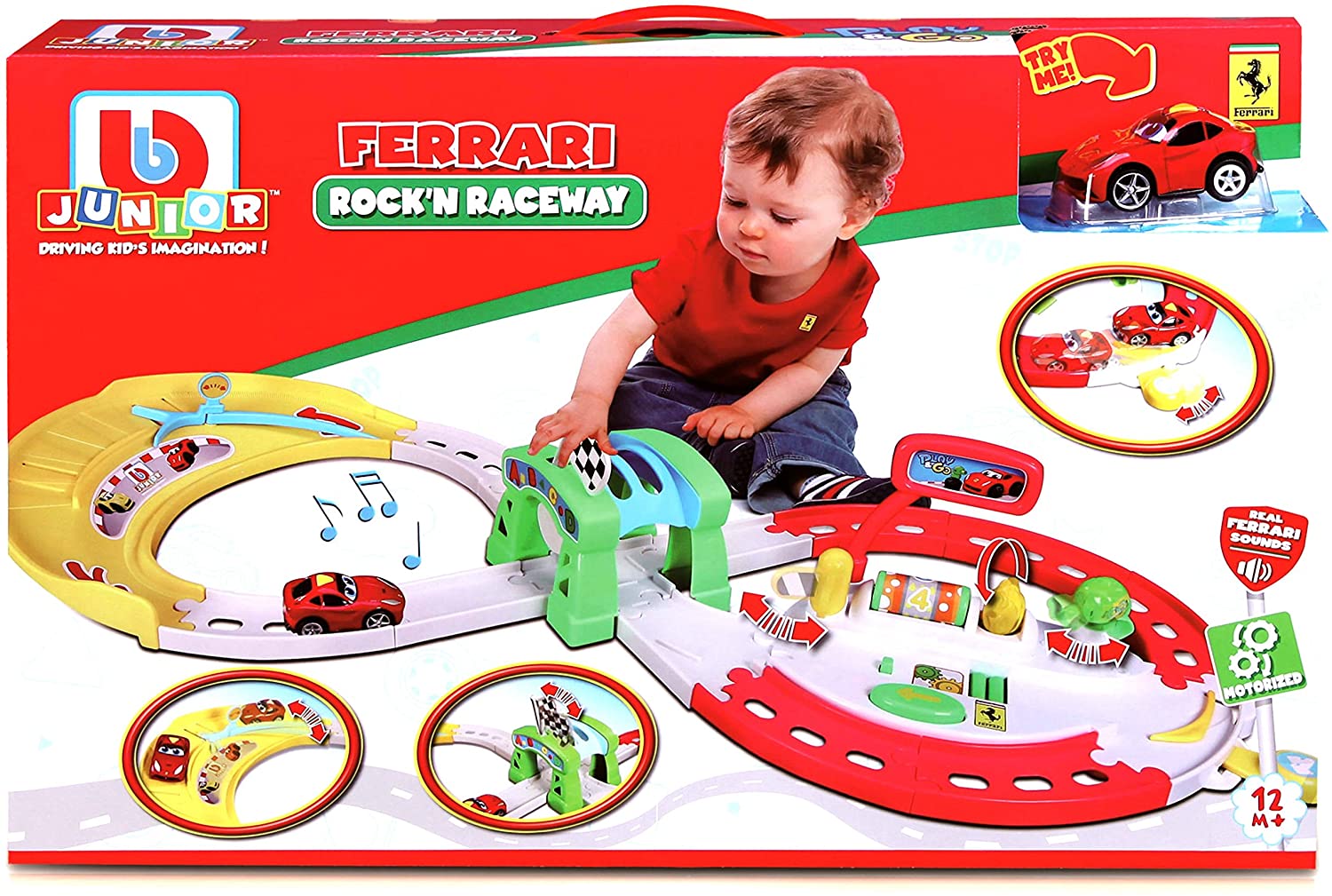 Buy BB Junior Ferrari Rock N Raceway Motorized F12berlinetta Set | Yallatoys.com