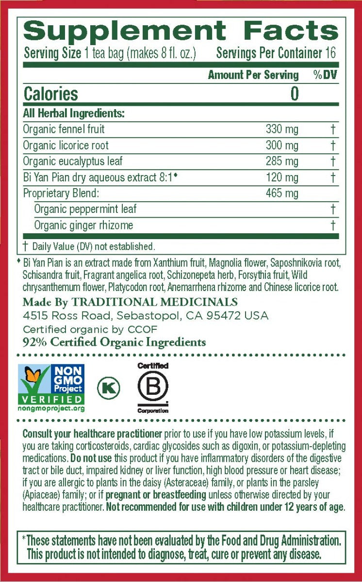 TM BREATHE EASY 16 TEA Traditional Medicinal Tea Yallatoys