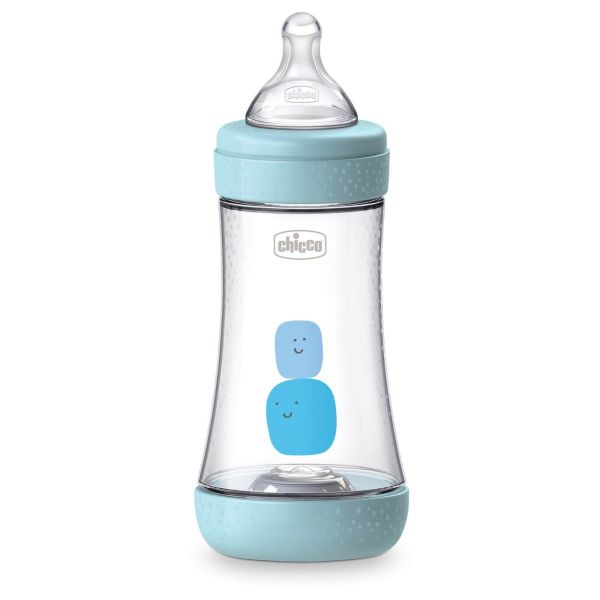 Chicco Perfect5 Bottle for Boys 2M+ - 240ML - Medium Flow - Silicone Chicco Yallatoys
