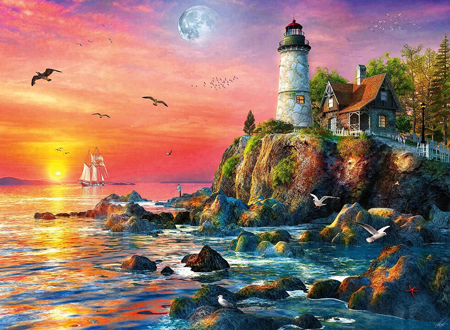 Buy Ravensburger Lighthouse at Sunset 500pcs Jigsaw Puzzle | Yallatoys.com