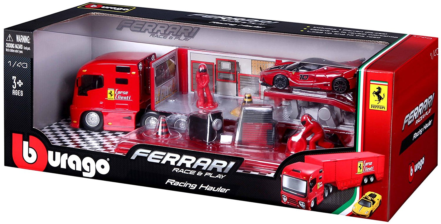 Buy Bburago Ferrari Race and Play Hauler Playset | Yallatoys.com