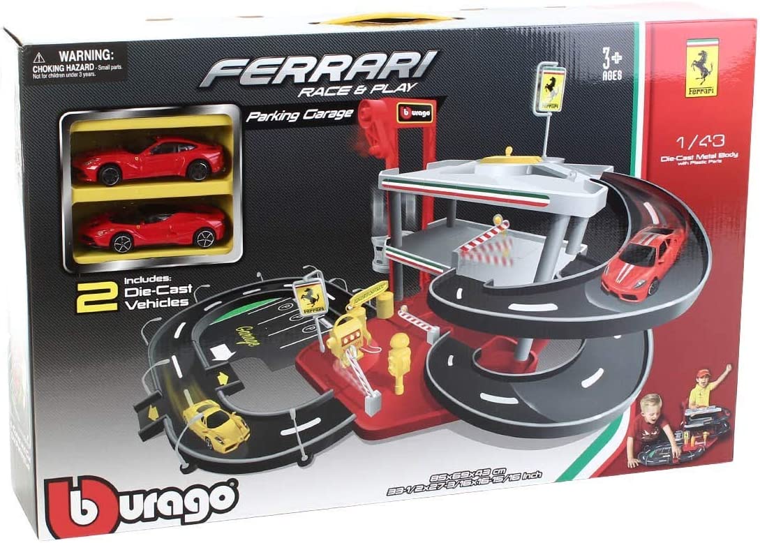 Buy Bburago Garage & Parking Ferrari with 2 cars Playsets | Yallatoys.com