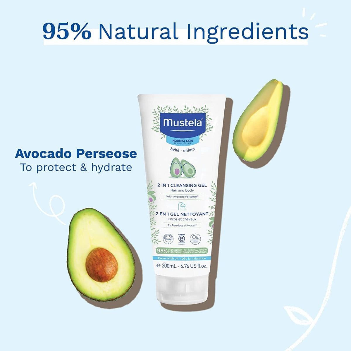 Mustela  2 In 1 Hair & Body Cleansing Gel 200Ml Mustela Yallatoys