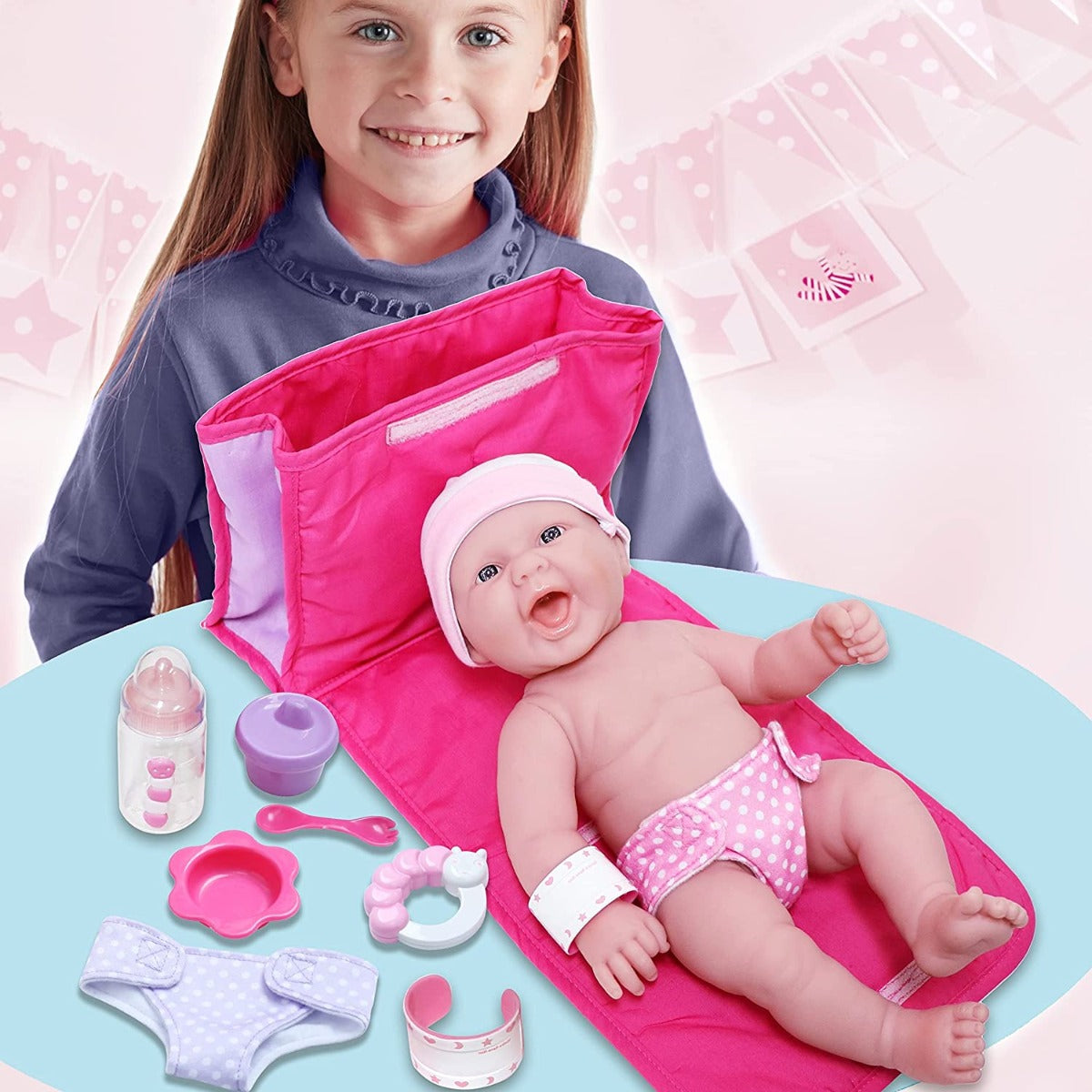 Buy Jc Toys 13inch All-Vinyl La Newborn Realistic Baby Doll Diaper Changing Bag Gift Set | Yallatoys.com