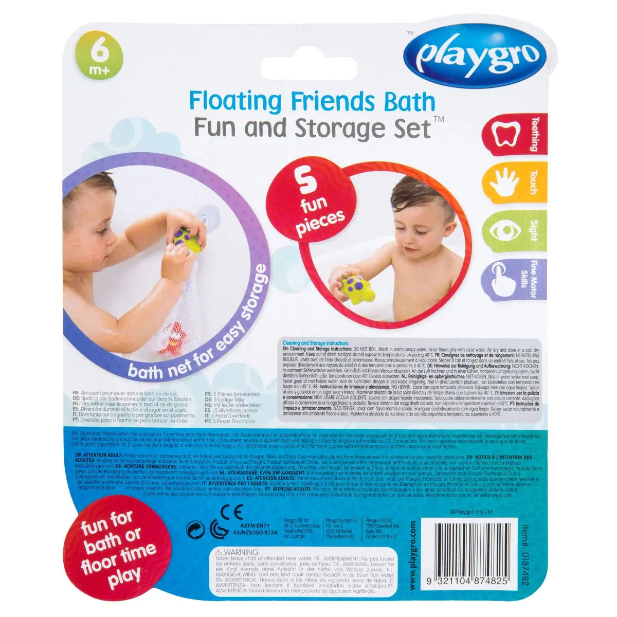 Playgro Floating Friends Bath Fun & Storage Set Fully Sealed Playgro Yallatoys