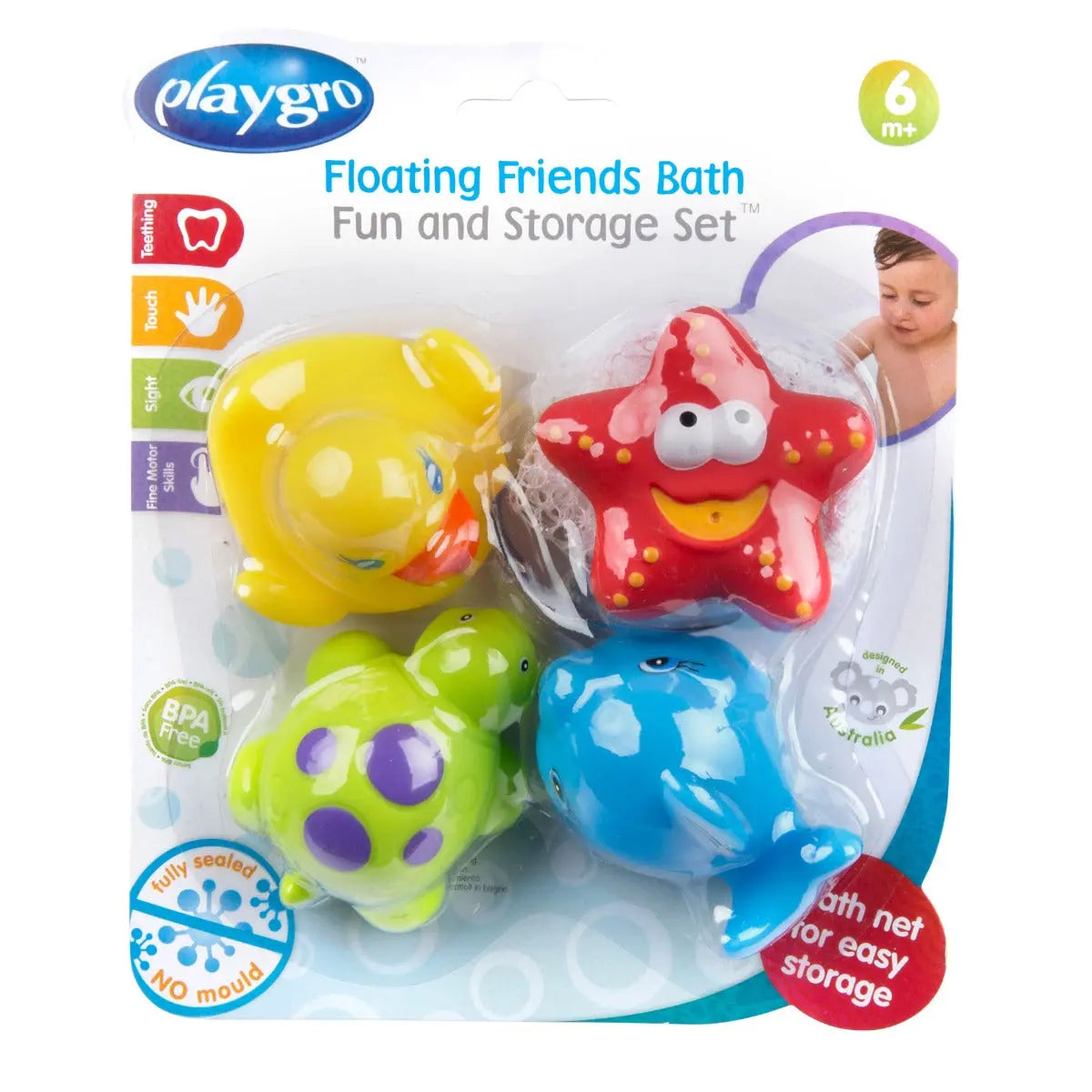 Playgro Floating Friends Bath Fun & Storage Set Fully Sealed Playgro Yallatoys