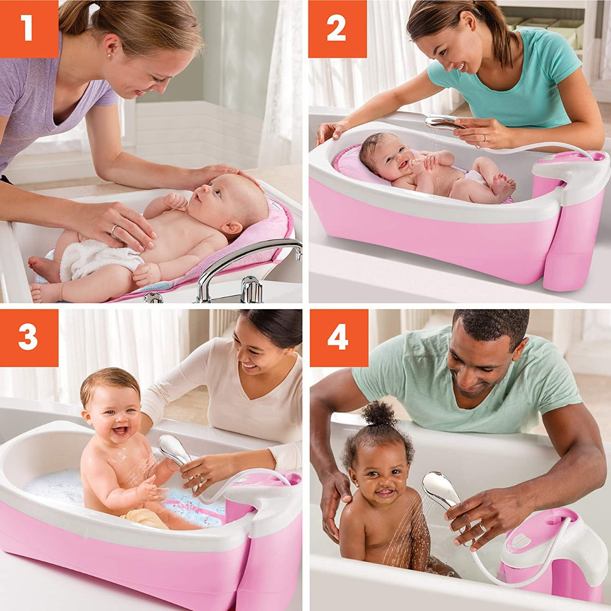 Buy Summer Infant Lil Luxuries Whirlpool Bubbling Spa & Shower Bath Tub Pink | Yallatoys.com