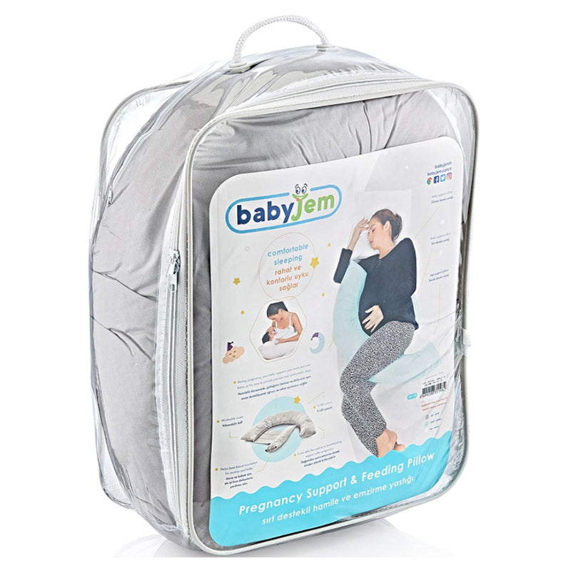 Babyjem Pregnancy Support & Feeding Pillow Grey Babyjem Yallatoys